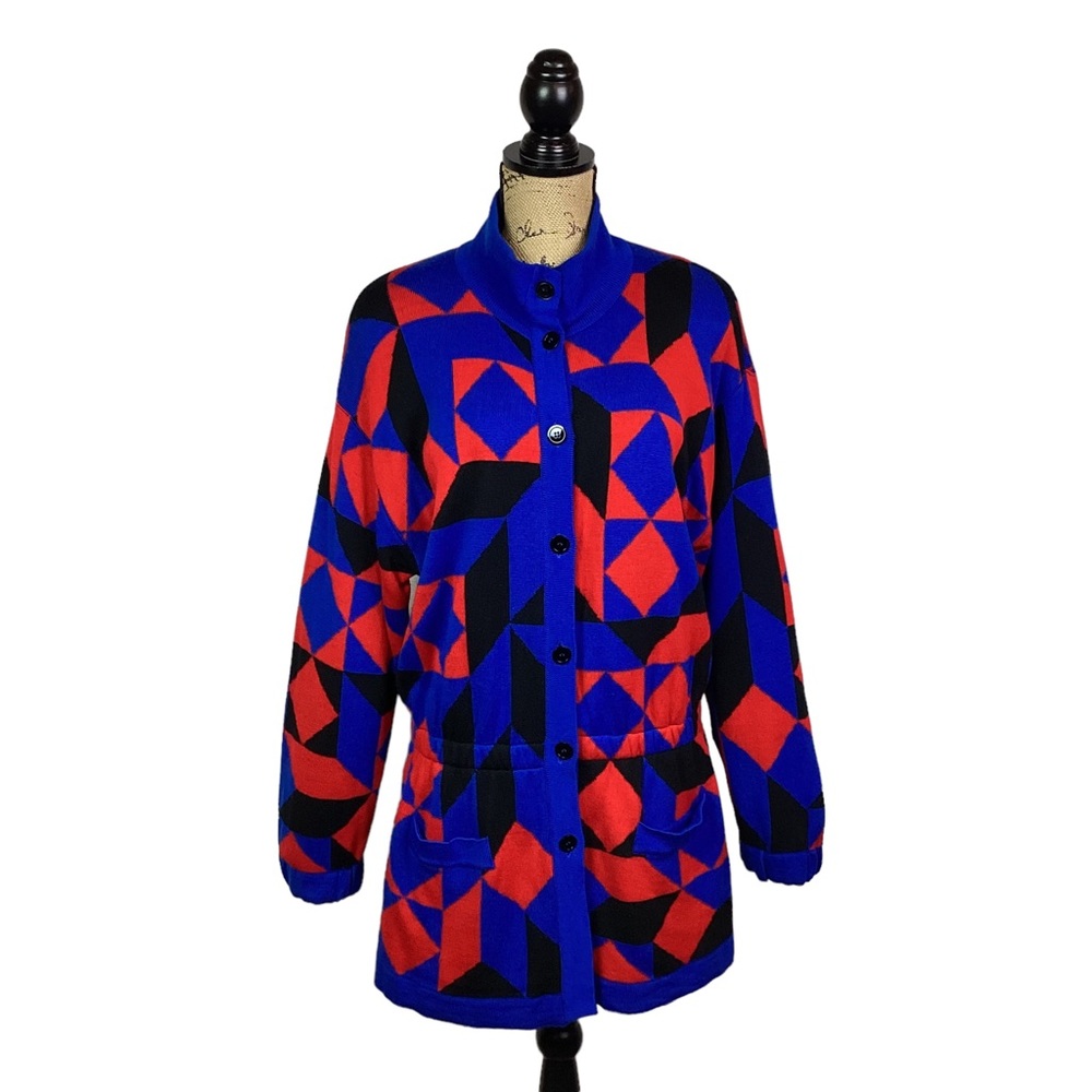 ESCADA by Margaretha Key Merino Wool Sweater Dress Germany Aztec - Picture 1 of 15